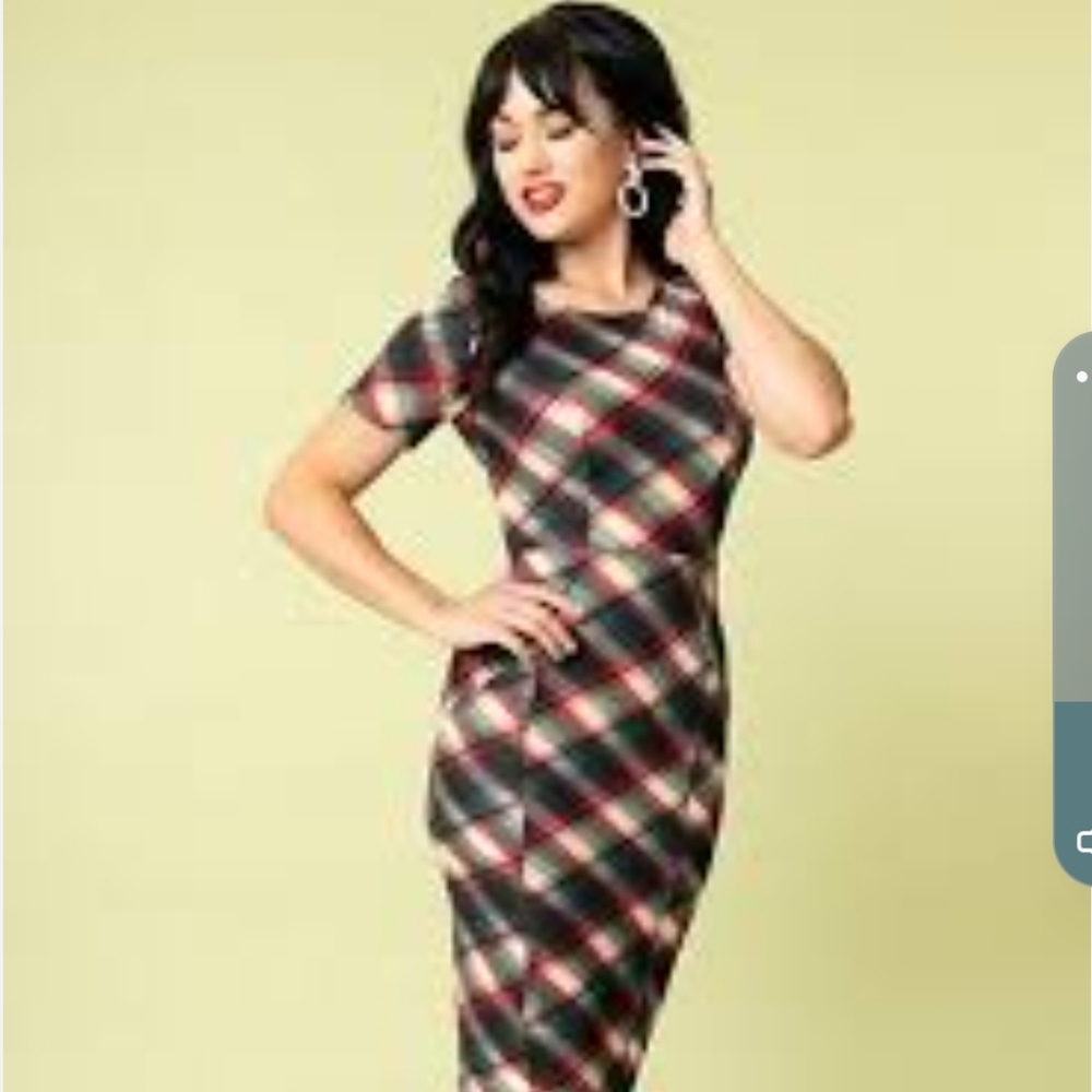 Unique Vintage Plaid XL Wiggle Dress NWT Fall